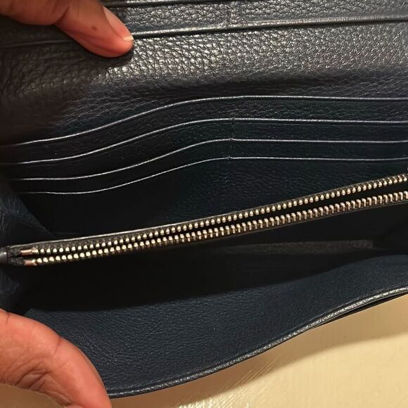 Prada Women's Continental Flap Long Wallet Navy Blue Saffiano Leather Minimalist - Picture 5 of 14